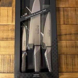 Global CROMOVA 18 Stainless Steel G-2338 Knives - 3 Piece Starter Set